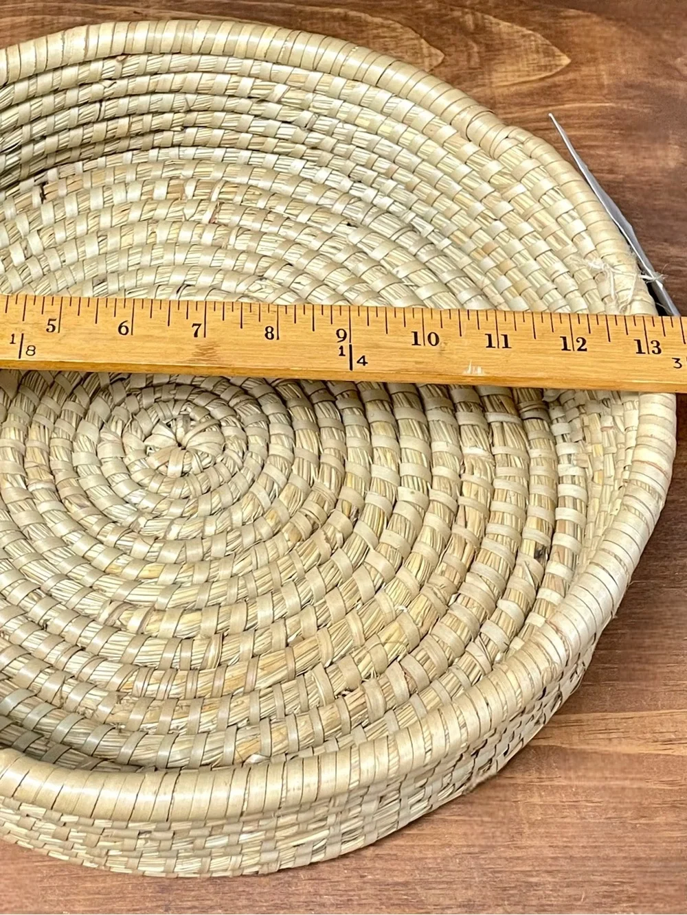 Vtg Handwoven Basket Bundle of 2 Sweetgrass Geometric Star Folk Art Boho Deco
